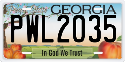 GA license plate PWL2035
