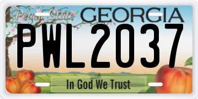 GA license plate PWL2037