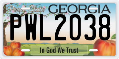 GA license plate PWL2038