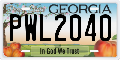 GA license plate PWL2040