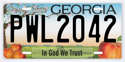 GA license plate PWL2042