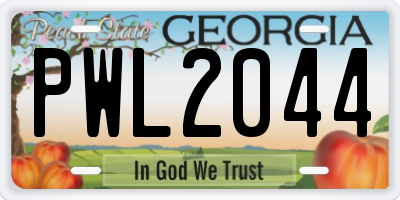 GA license plate PWL2044