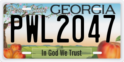 GA license plate PWL2047