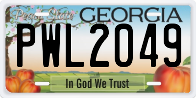 GA license plate PWL2049