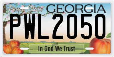 GA license plate PWL2050