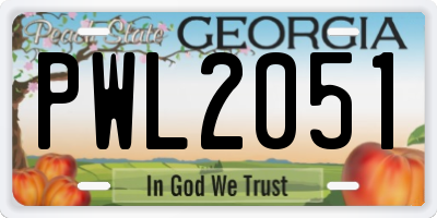 GA license plate PWL2051