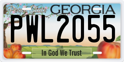 GA license plate PWL2055