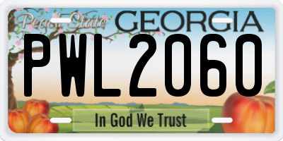 GA license plate PWL2060
