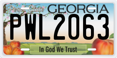 GA license plate PWL2063