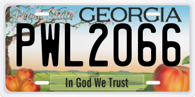 GA license plate PWL2066