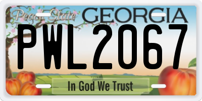 GA license plate PWL2067