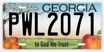 GA license plate PWL2071