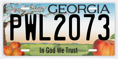 GA license plate PWL2073