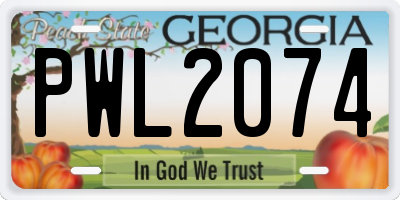 GA license plate PWL2074