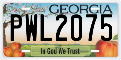 GA license plate PWL2075