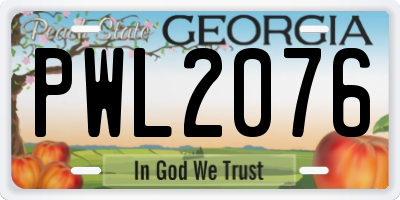 GA license plate PWL2076
