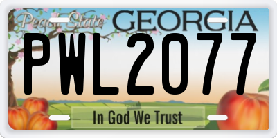 GA license plate PWL2077