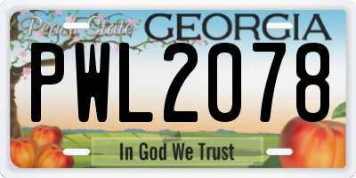 GA license plate PWL2078