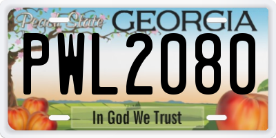 GA license plate PWL2080