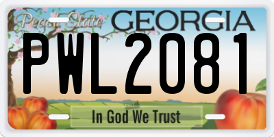 GA license plate PWL2081