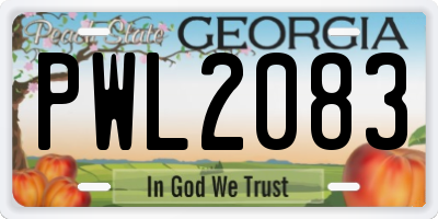 GA license plate PWL2083