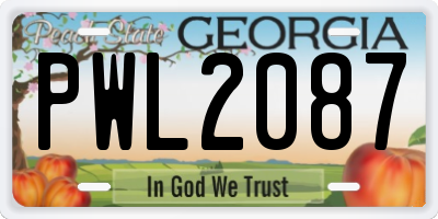 GA license plate PWL2087