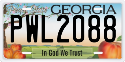 GA license plate PWL2088