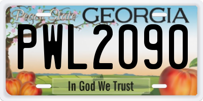 GA license plate PWL2090