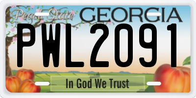 GA license plate PWL2091