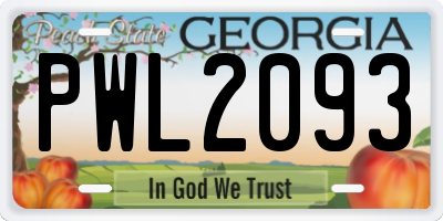 GA license plate PWL2093