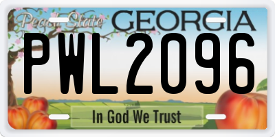GA license plate PWL2096
