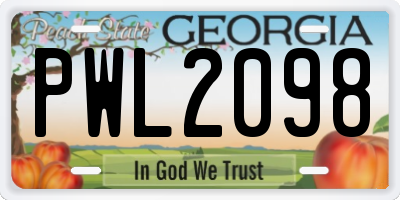 GA license plate PWL2098
