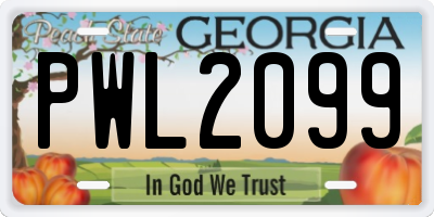 GA license plate PWL2099