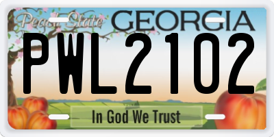 GA license plate PWL2102
