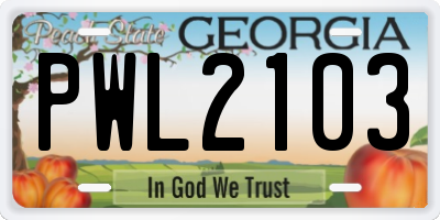 GA license plate PWL2103