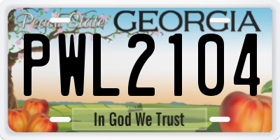 GA license plate PWL2104