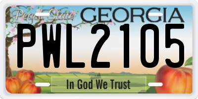 GA license plate PWL2105