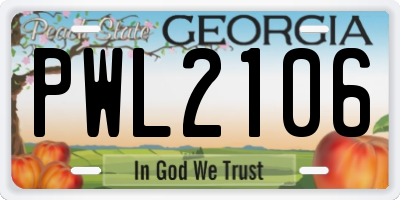 GA license plate PWL2106