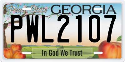 GA license plate PWL2107