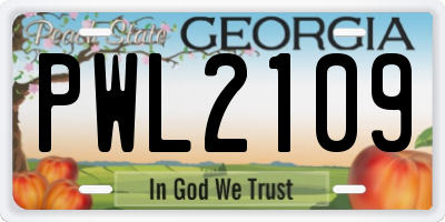 GA license plate PWL2109