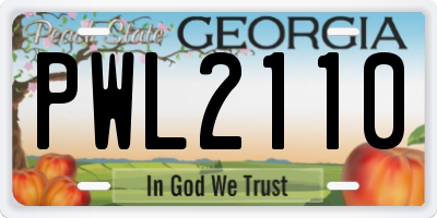 GA license plate PWL2110