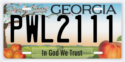 GA license plate PWL2111