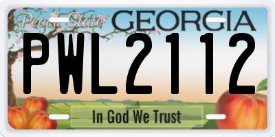 GA license plate PWL2112