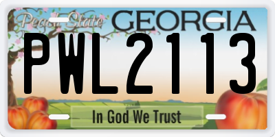 GA license plate PWL2113
