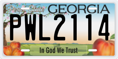 GA license plate PWL2114