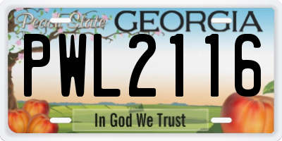 GA license plate PWL2116