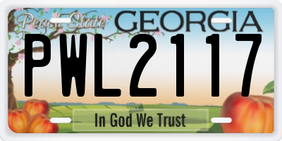 GA license plate PWL2117