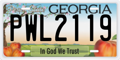 GA license plate PWL2119
