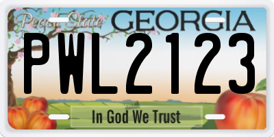 GA license plate PWL2123