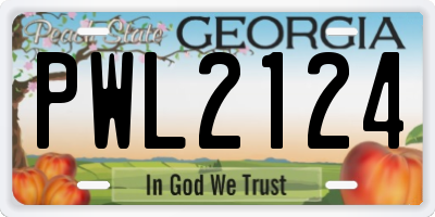 GA license plate PWL2124